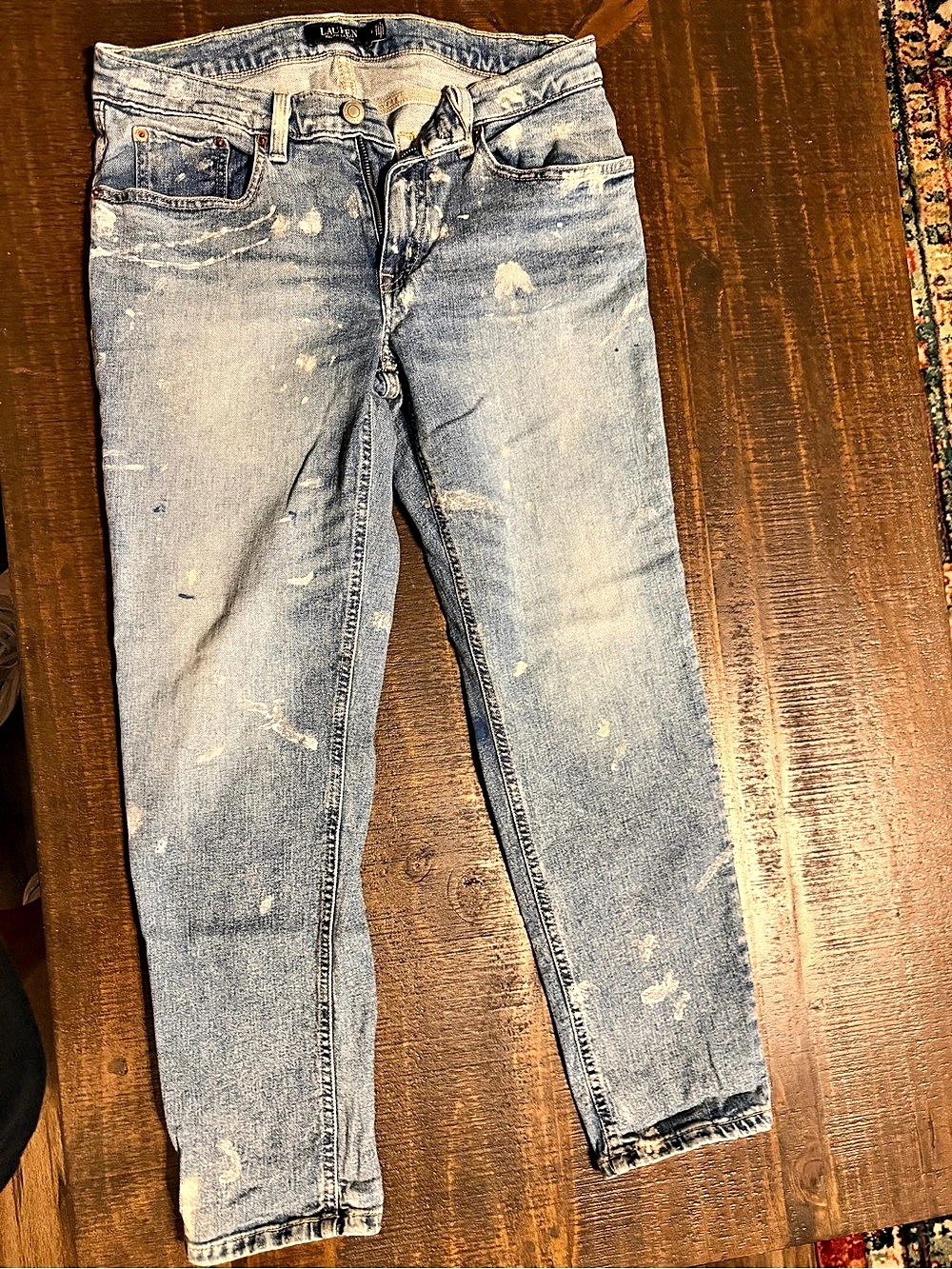 Lauren Ralph Lauren Print Boyfriend Tapered Ankle Jeans Blue Size 4
